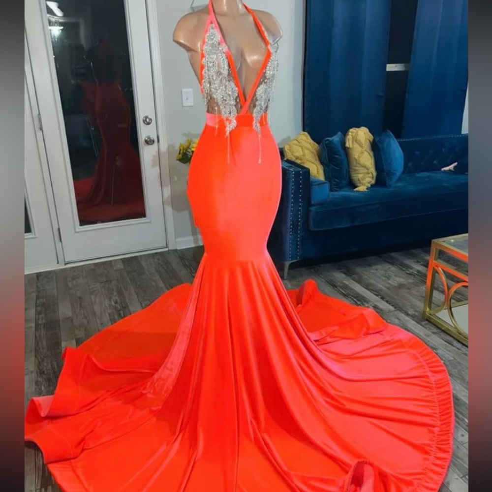 Custom mermaid train prom dress, includes matching custom bow tie